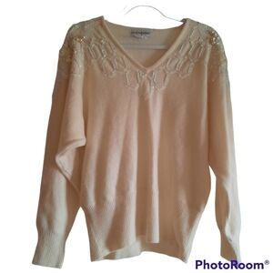 Outlander Sequin Pearl Lambswool Blend Vintage Sweater
